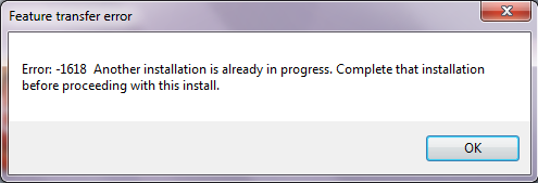Installation Error -1618: another installation is already in progress