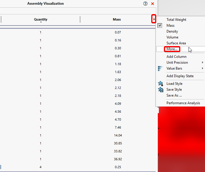 Click the right arrow dropdown next to the rightmost column and select More.png