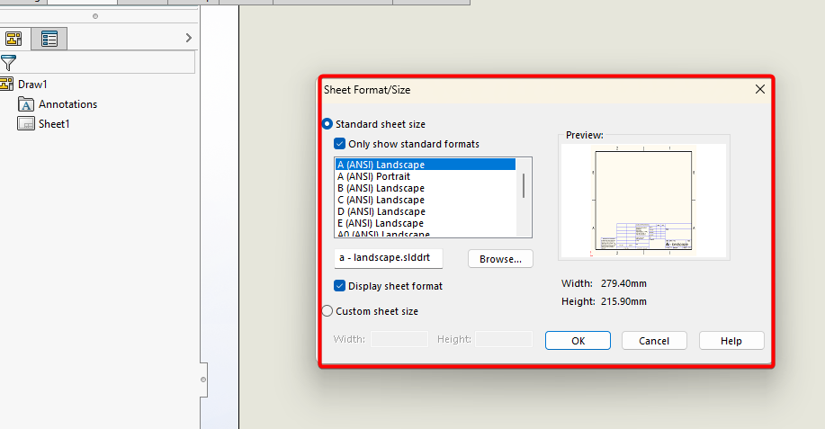 Sheet Format Prompt Example
