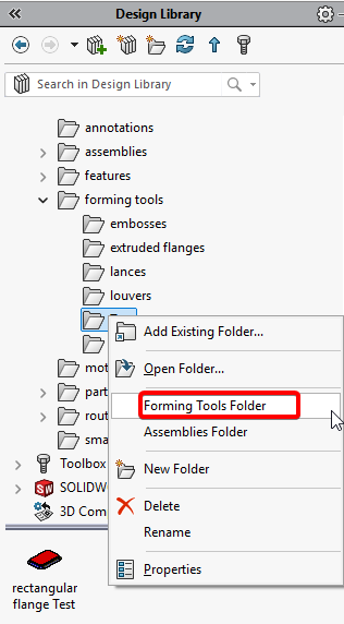 Right click on the folder and select Forming Tools Folder