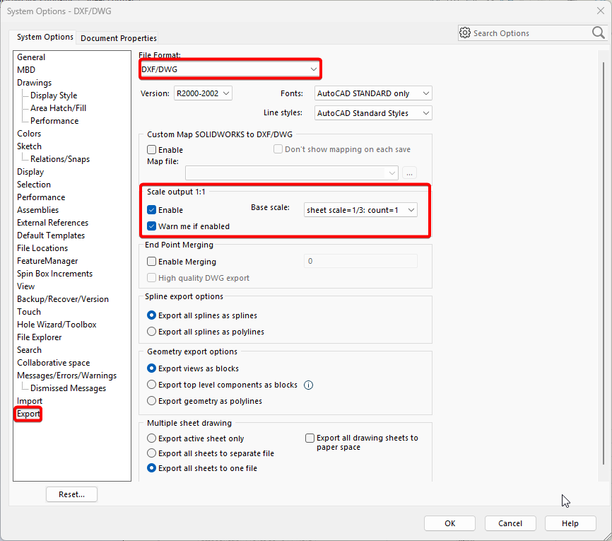 Enable 1 to 1 scaling and set base scale