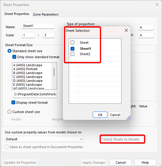 Edit multiple sheet with select sheets to modify
