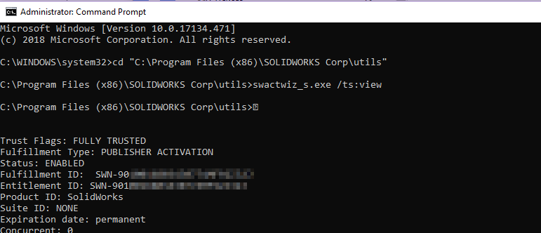 Run the command swactwiz_s.exe /ts:view