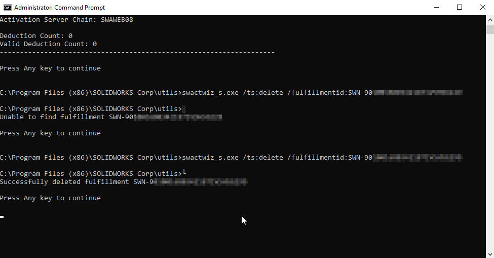 Delete the license using a command