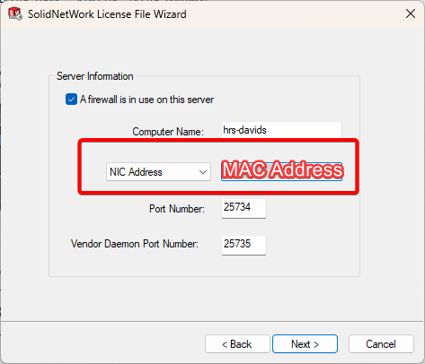 Set to NIC Address and put in the MAC Address