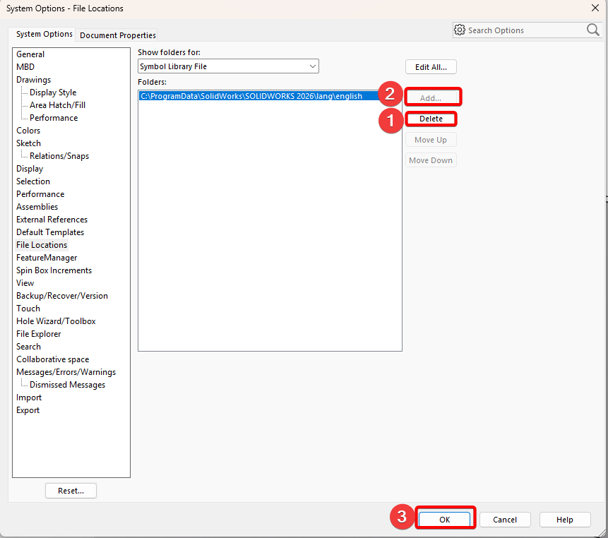 Add correct file path in System Options