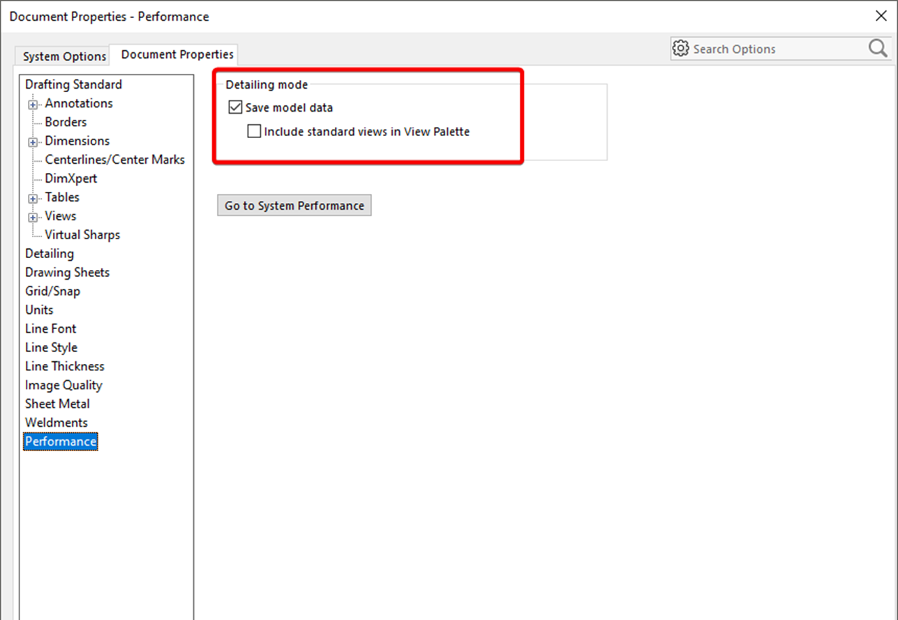Uncheck Save Model Data in SOLIDWORKS 2022 or Newer