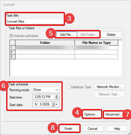 Convert Task Window