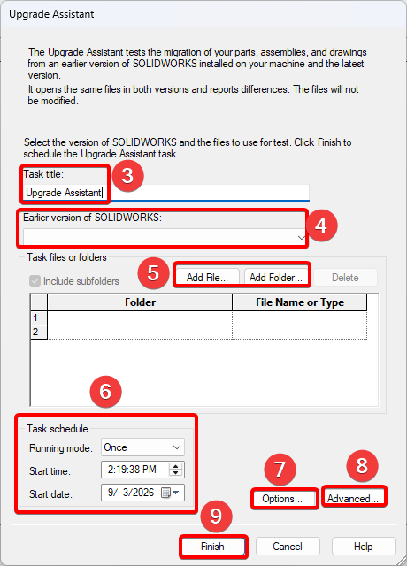 Upgrade Assistant Task Window