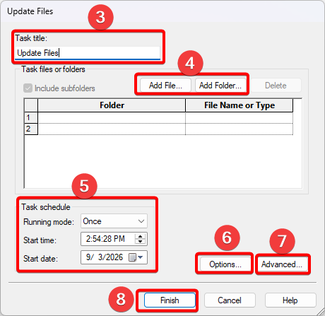 Update Task Window Steps