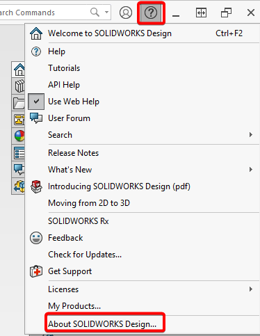 Click help and select About SOLIDWORKS