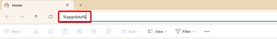 Type appdata and hit enter