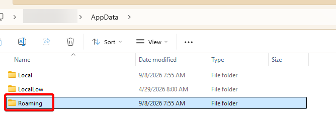 Click on Roaming