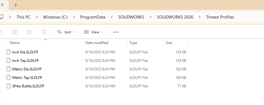 Thread Profiles in Windows Explorer