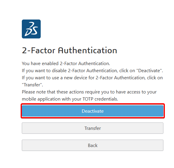 Deactivate 2FA