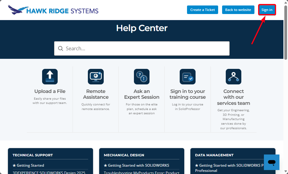 hawk ridge systems help center sign in