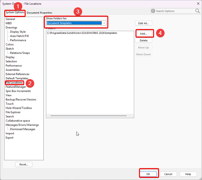 Add Drawing Template File Location