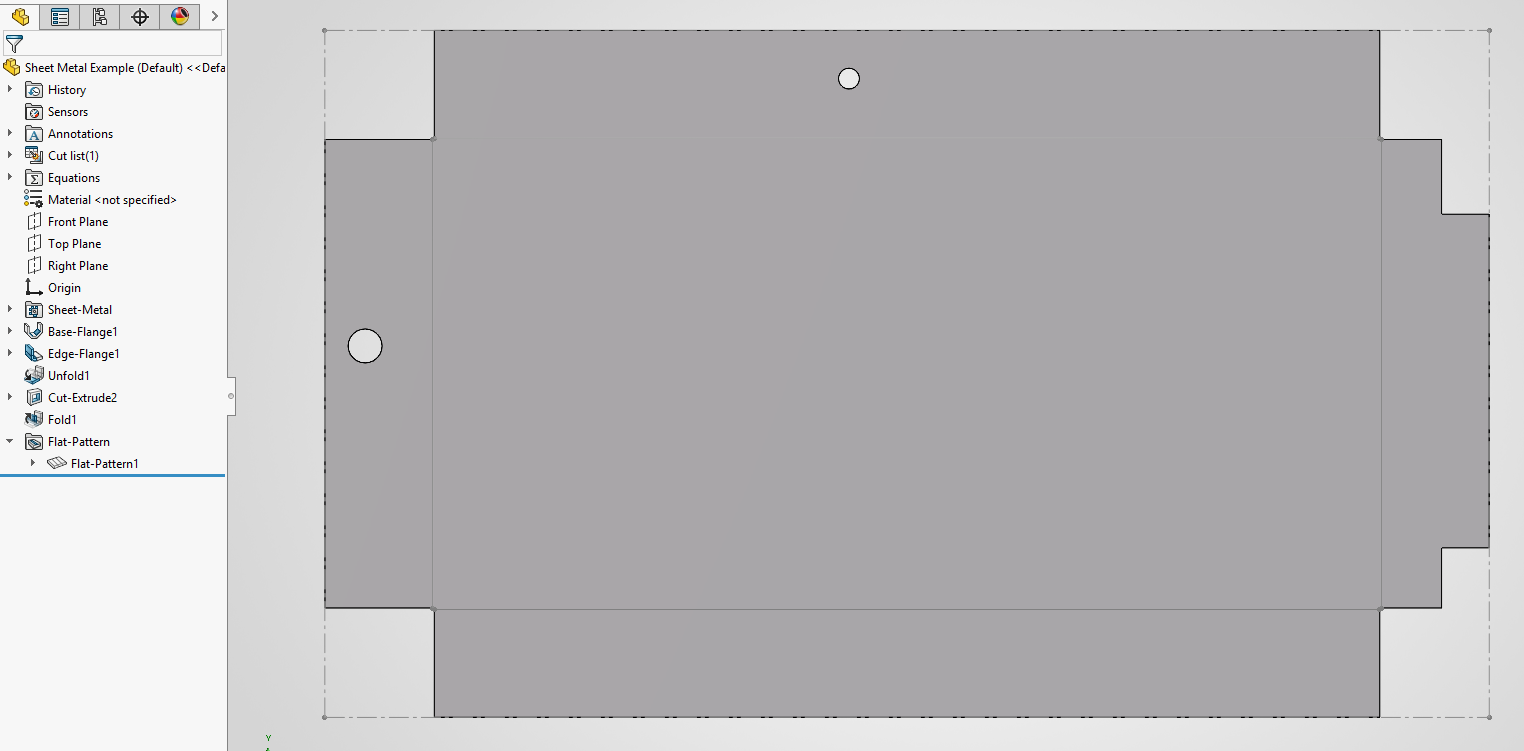 Flattened part after folding