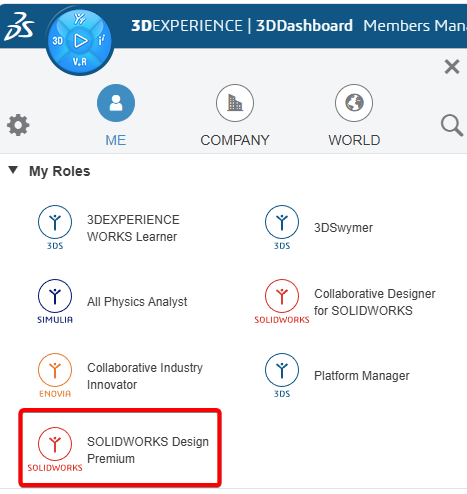 Click on SOLIDWORKS Design under My Roles