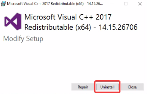 Select Uninstall
