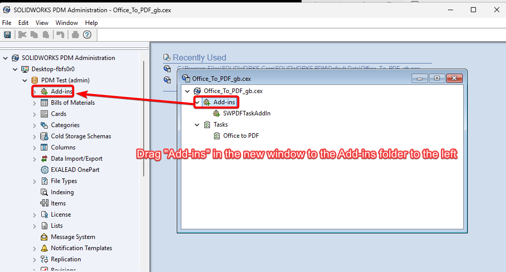 Drag Add-ins folder