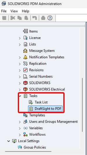 Click on task