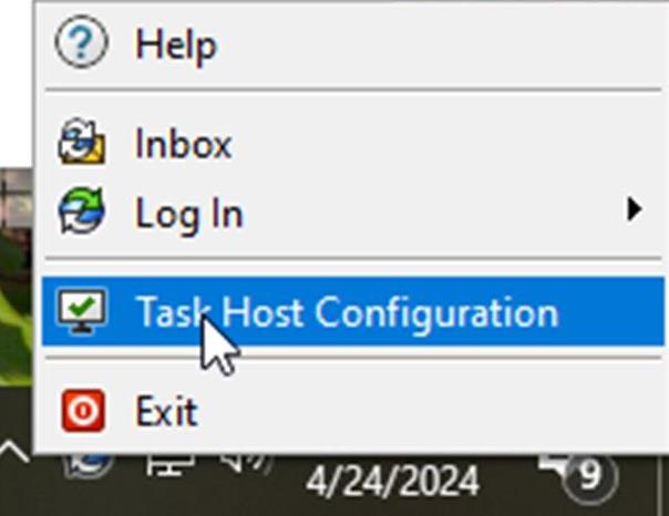 Select Task Host Configuration