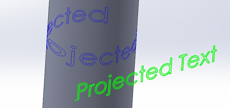 Projected Curve, example of stretched text on a cylinder