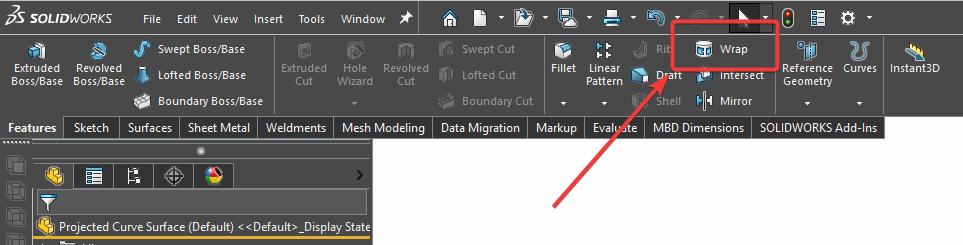 Wrap feature in features tab of Command Manager