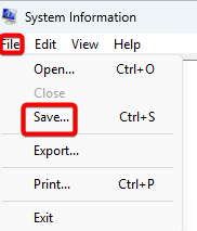 Save System Info file
