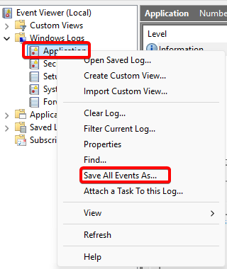 Save Application Log