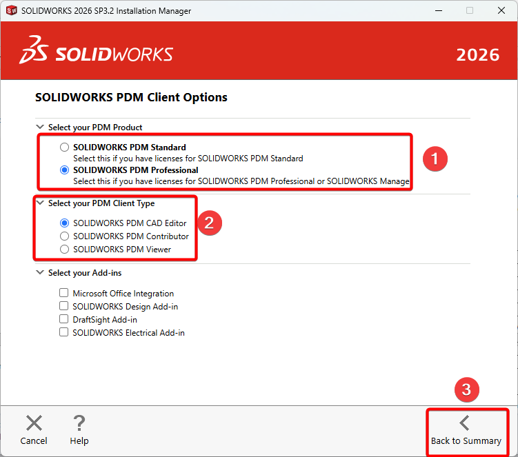 Select PDM Product and Client Type