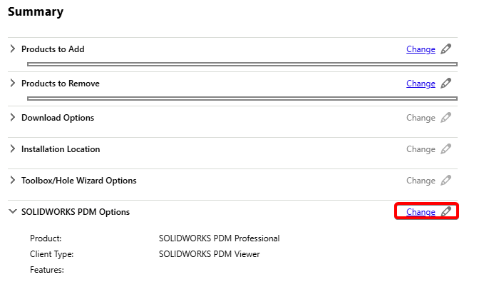 Select PDM Change Button