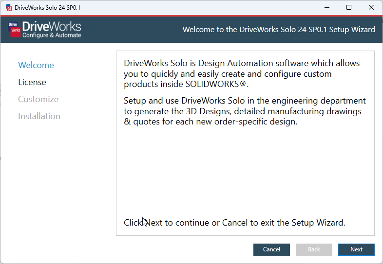 DW Installation Manager, click next