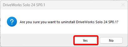 Click Yes to uninstall