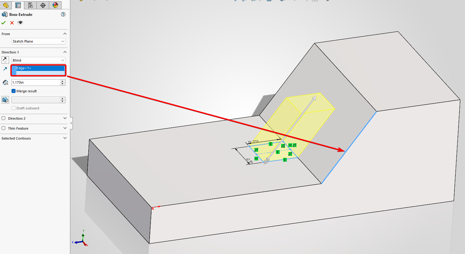 Linear Edge Boss Extrude