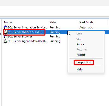 Right click the Server and select Properties