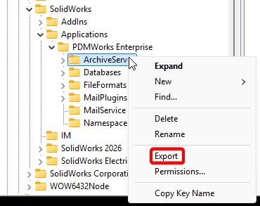 Export PDM Archive backup