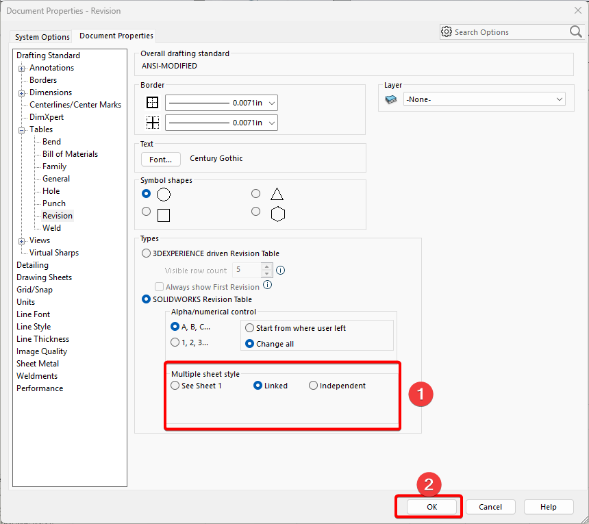 Set to linked and click OK