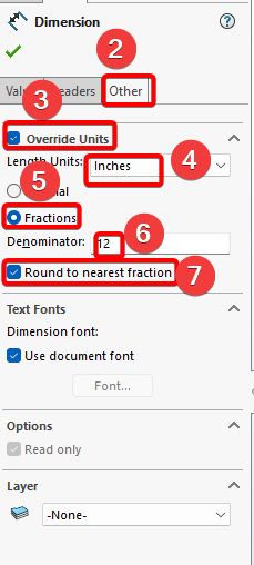 Override Dimension as Fractions