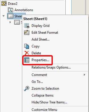 Select Sheet Properties