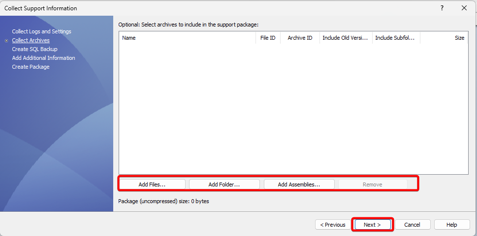 Add files then click next