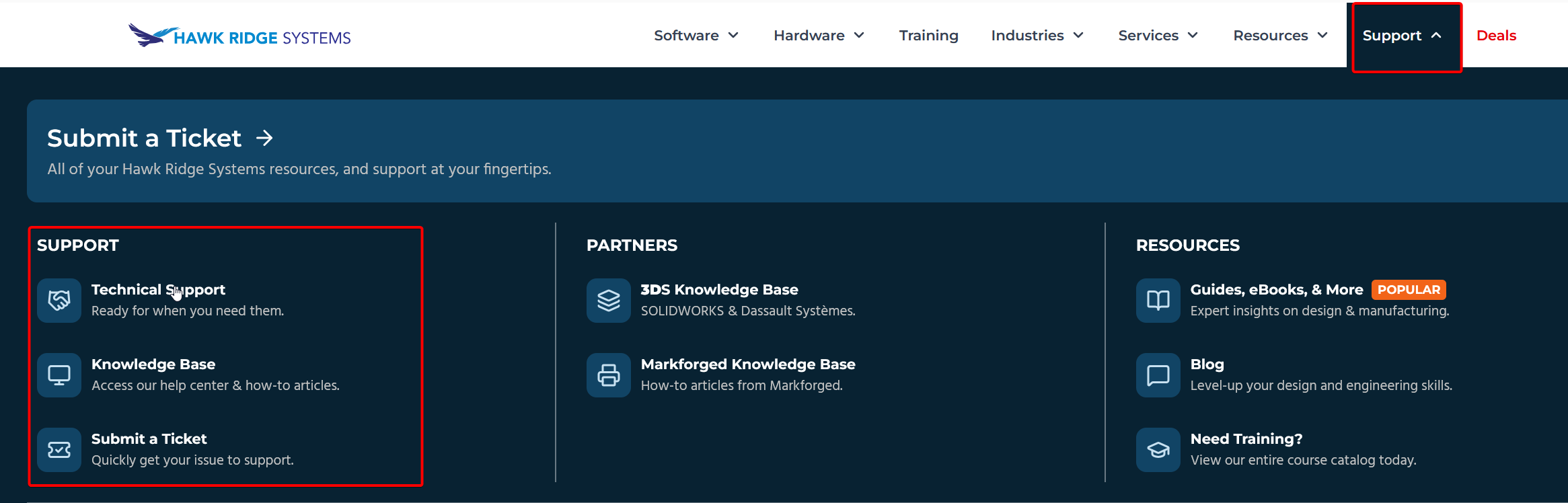 Access Support section of the website