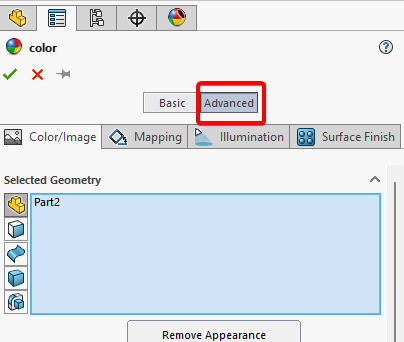 Change to Advanced tab
