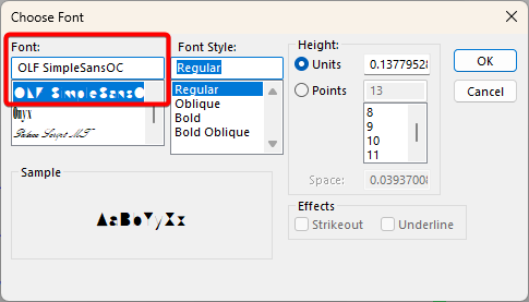 Chose the OLF SimpleSansOC font