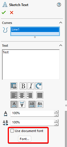Uncheck document font and click font to browse to font file