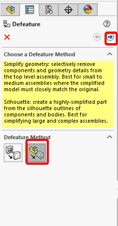 Use the Silhouette method and click the right arrow