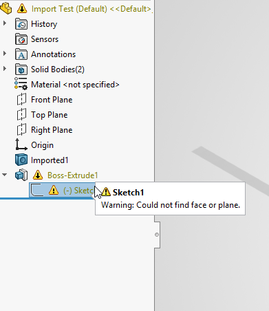 Feature error after import