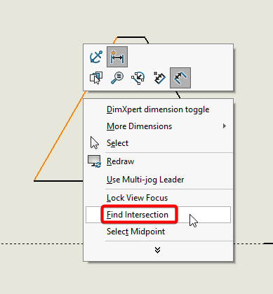 Right click the edge to select find intersection