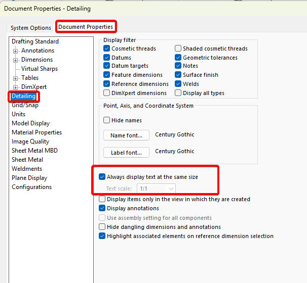 Detailing setting for Annotation Size